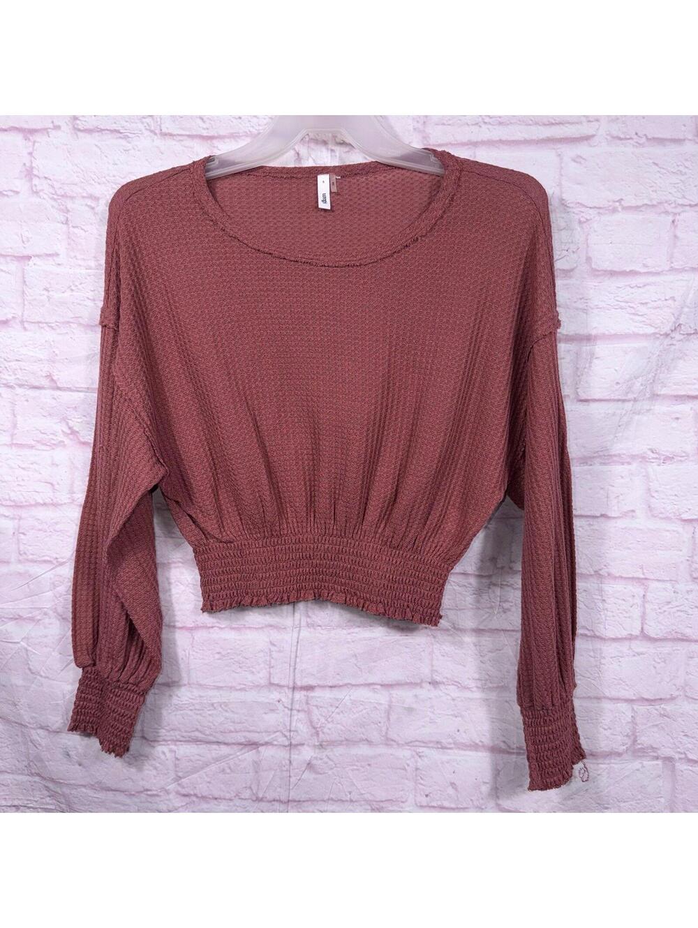 Glam Women's Small Waffle Knit Cropped Shirt